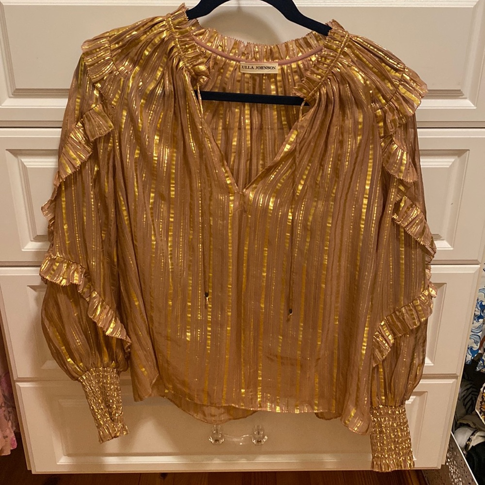 Very new Ulla Johnson shimmer long sleeve festive top